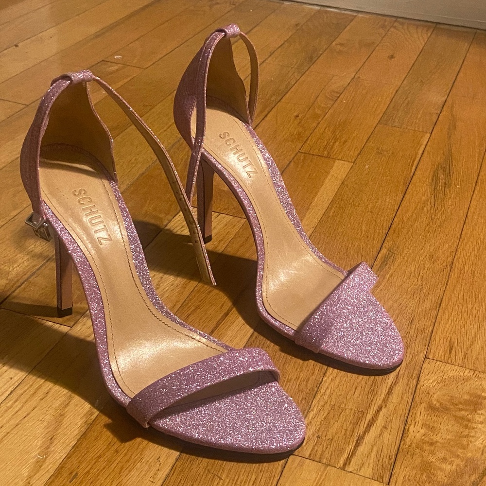 SCHUTZ purple sparkle heels